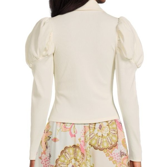 SOLD Area Stars NWT Cream Ford Puff Sleeve Rib Knit Long Sleeve Top - Picture 3 of 10